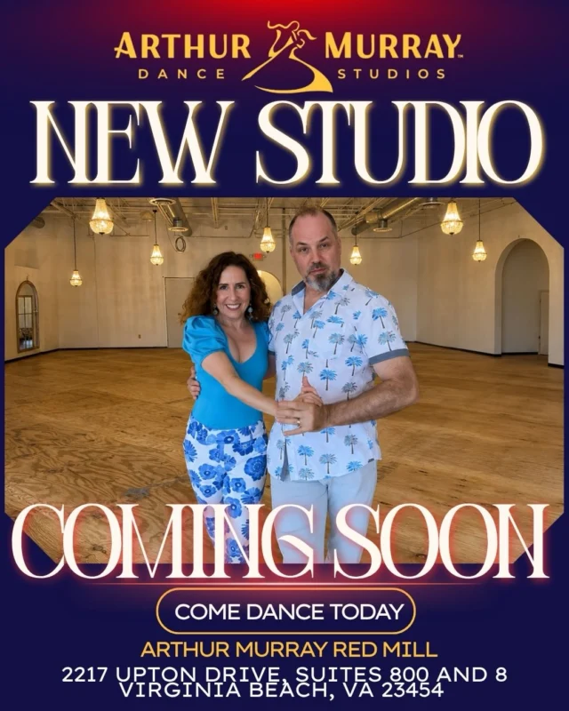 Something exciting is on the way… 👀
Arthur Murray Red Mill, Virginia Beach is coming soon. We can’t wait to welcome you to the dance floor. Stay tuned.#ArthurMurray #ArthurMurrayLifestyle #ComingSoon #NewStudio